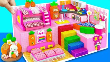 Colorful DIY Bunny Dollhouse Playroom - Miniature Kids Craft Adventure