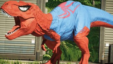 Spider Hero Escapes Giant Dino in Fun Running Adventure for Kids