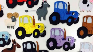 Colorful Tractors and Farm Animals for Kids - Fun Learning with Felt Toys