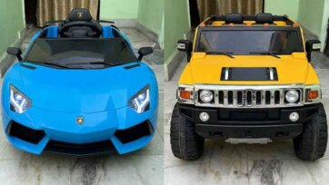 Blue Supercar vs Yellow Monster Truck Ride On Adventure for Kids